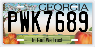 GA license plate PWK7689