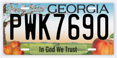 GA license plate PWK7690