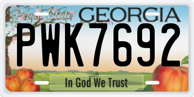 GA license plate PWK7692