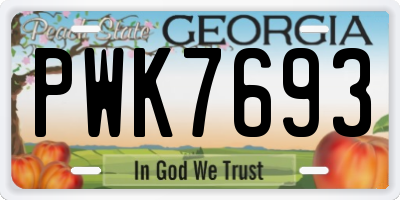 GA license plate PWK7693
