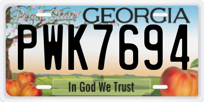 GA license plate PWK7694