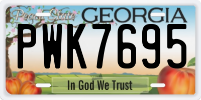 GA license plate PWK7695