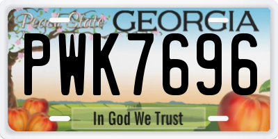 GA license plate PWK7696