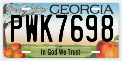 GA license plate PWK7698