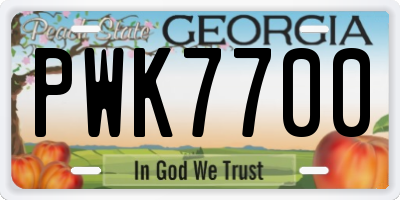GA license plate PWK7700