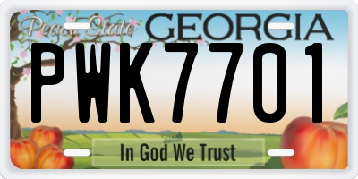 GA license plate PWK7701