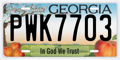 GA license plate PWK7703