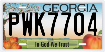 GA license plate PWK7704