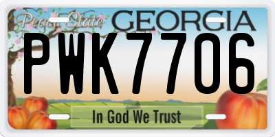 GA license plate PWK7706