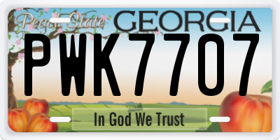 GA license plate PWK7707