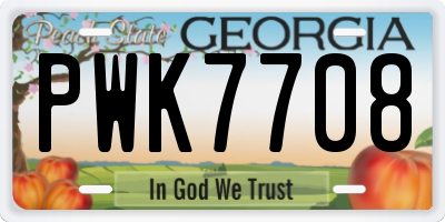GA license plate PWK7708
