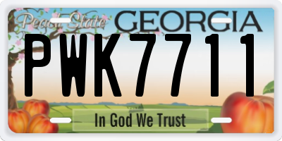 GA license plate PWK7711