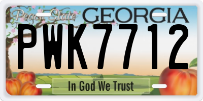GA license plate PWK7712
