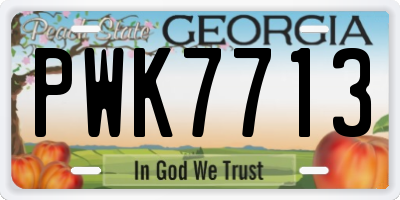 GA license plate PWK7713