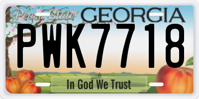 GA license plate PWK7718