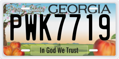 GA license plate PWK7719