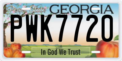 GA license plate PWK7720