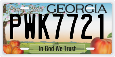 GA license plate PWK7721
