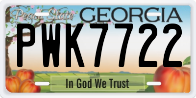 GA license plate PWK7722