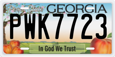 GA license plate PWK7723
