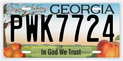 GA license plate PWK7724