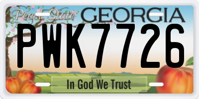 GA license plate PWK7726