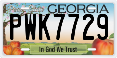 GA license plate PWK7729