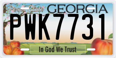 GA license plate PWK7731
