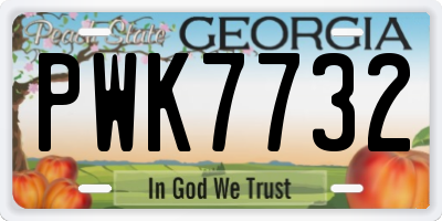 GA license plate PWK7732