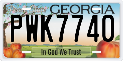 GA license plate PWK7740