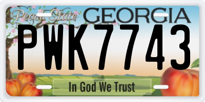 GA license plate PWK7743