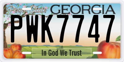 GA license plate PWK7747