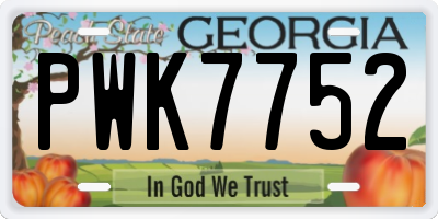 GA license plate PWK7752