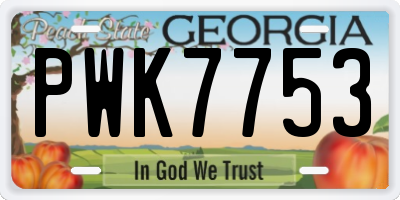 GA license plate PWK7753