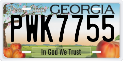 GA license plate PWK7755