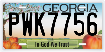 GA license plate PWK7756
