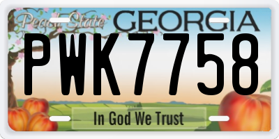 GA license plate PWK7758