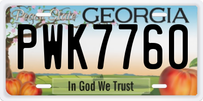 GA license plate PWK7760
