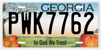 GA license plate PWK7762