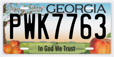 GA license plate PWK7763