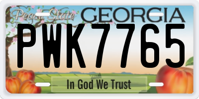 GA license plate PWK7765