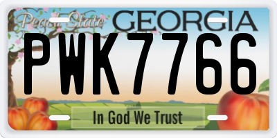 GA license plate PWK7766