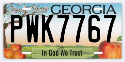 GA license plate PWK7767