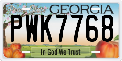 GA license plate PWK7768