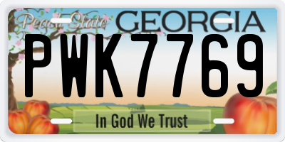 GA license plate PWK7769