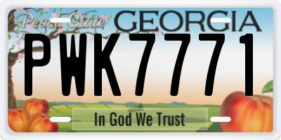 GA license plate PWK7771