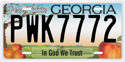 GA license plate PWK7772