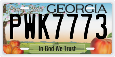 GA license plate PWK7773