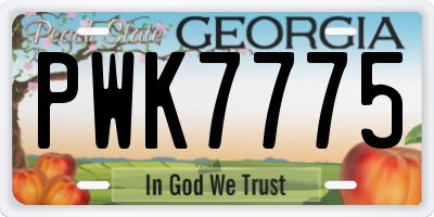 GA license plate PWK7775