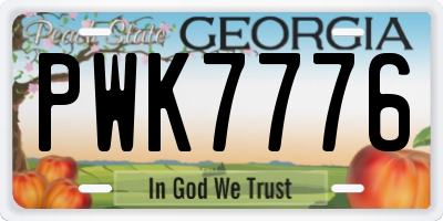 GA license plate PWK7776